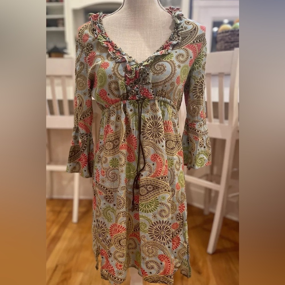 *Mud Pie* Bag Lady Paisley Linen Swim Cover/ Dress Size Medium